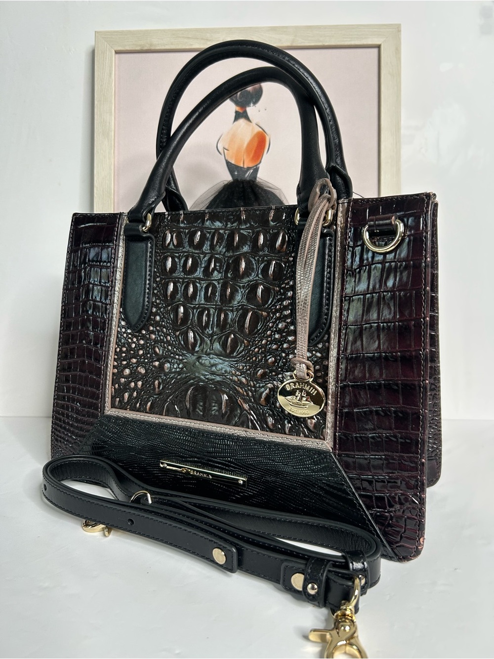 RARE- Brahmin Small Camille Ironwood Alzette Satchel